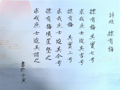 ​走近先秦，品读「诗经」之美 小楷 摽有梅「注音」